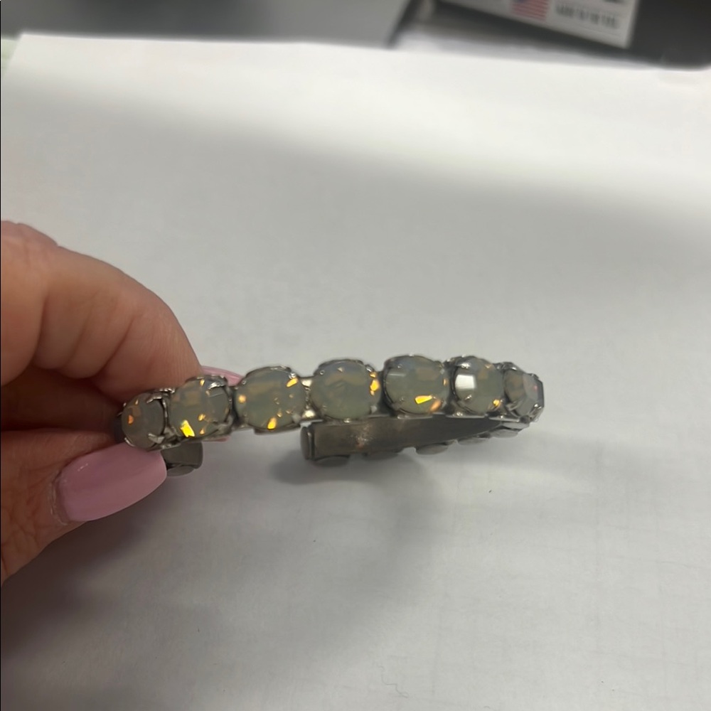 Sorrelli Silver translucent Gray and Yellow Gemstone Cuff!